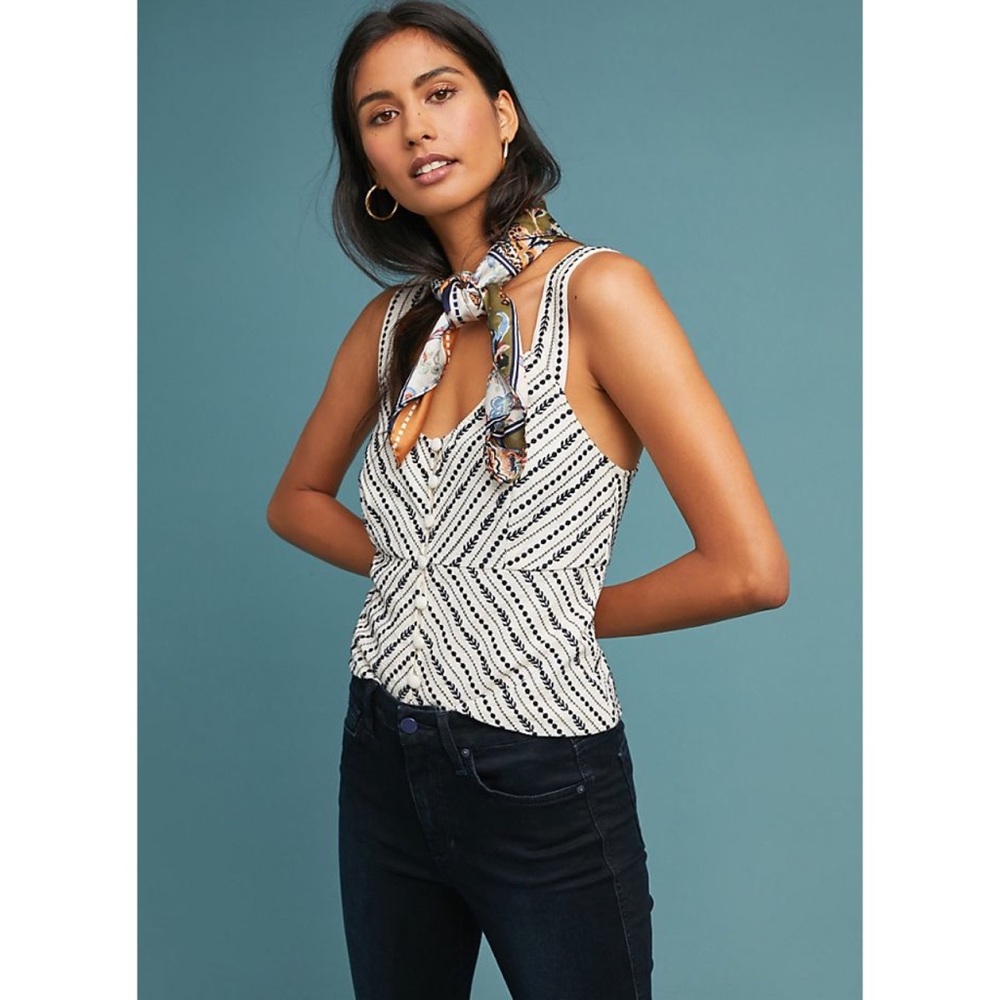 Anthropologie Maeve Sylvia embroidered tank